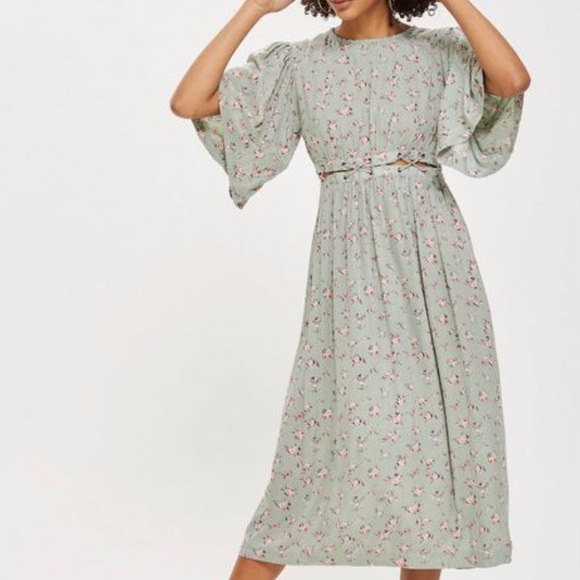 mint floral midi dress